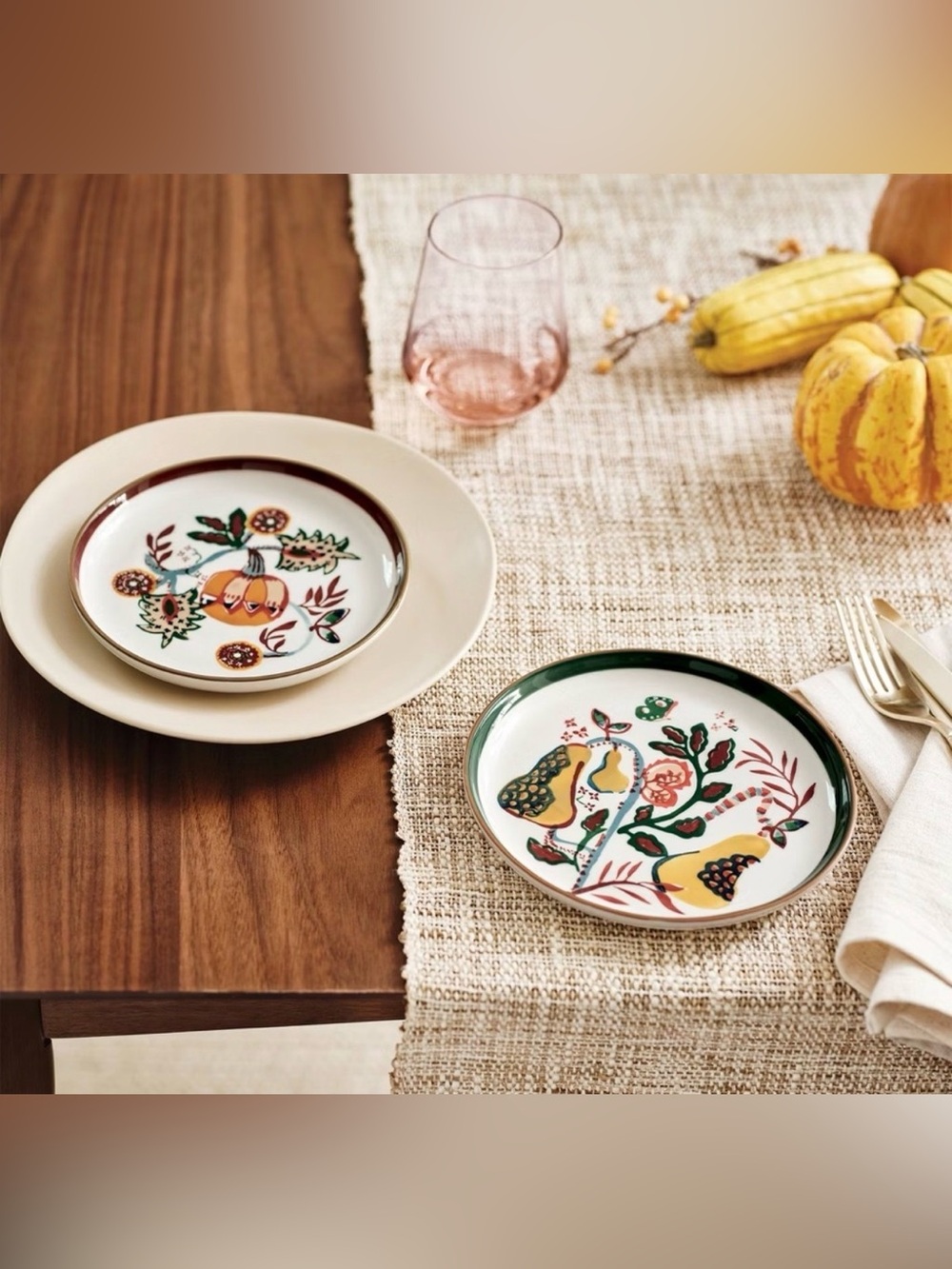 Threshold Colorful Fruit and Floral Stoneware Layering Plates